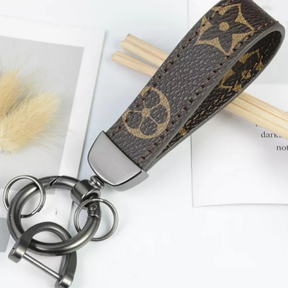 Gunmetal Accents & Floral Lanyard Style Keychain
